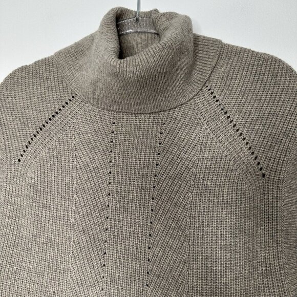Vince Ribbed Tunic Sweater Dress XS Wool Cashmere Cowl Heather Almond - Picture 6 of 8